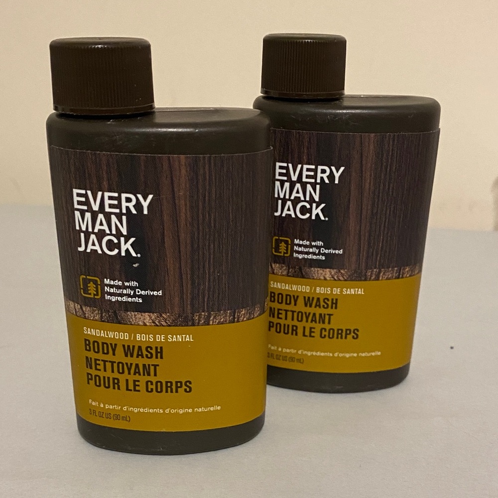 Every Man Jack Sandalwood Body Wash  3 fl Oz travel size new pack of 2